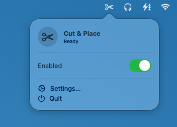 Cut & Place menu bar popover