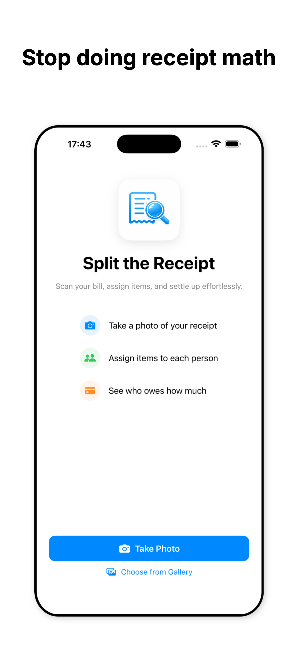 SplitReceipt App - Split bills with friends
