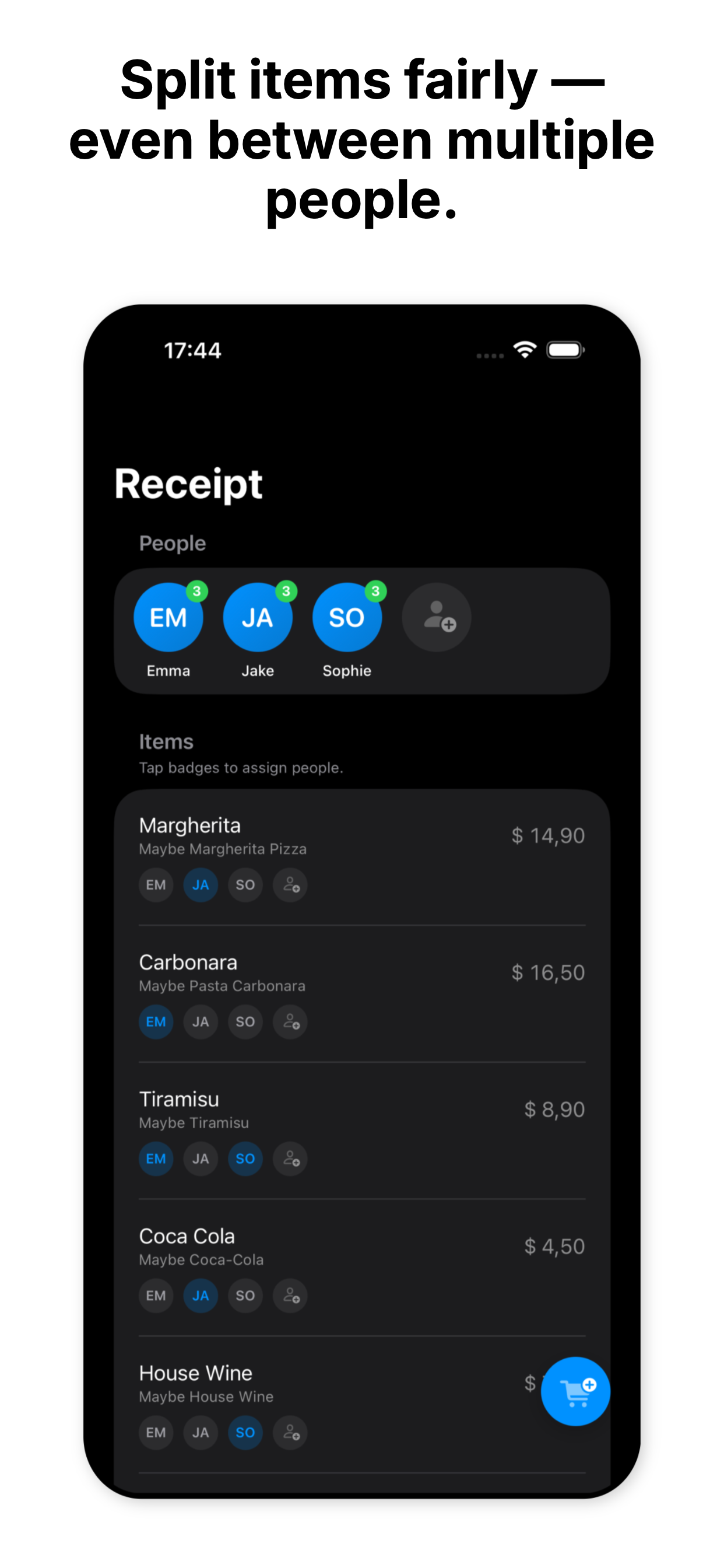 SplitReceipt - Assign items to people