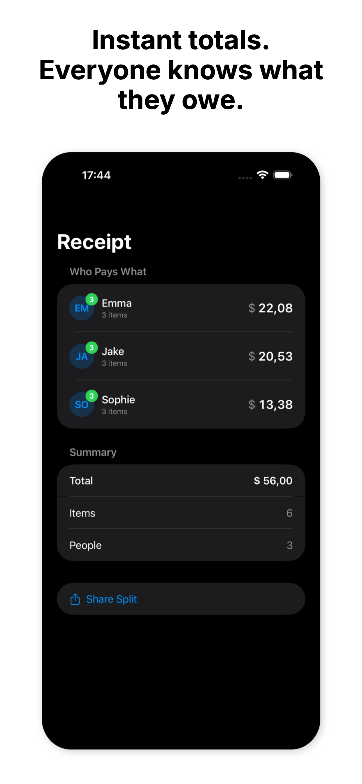 SplitReceipt - See who owes what